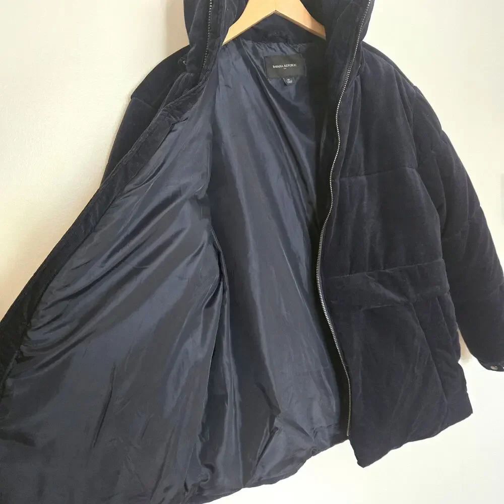 Banana Republic Preppy Navy Corduroy Puffer Jacket M Navy
